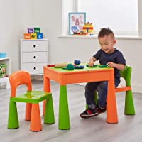 Liberty House LH899G Juego de mesa y 2 sillas infantiles- color naranja y verde